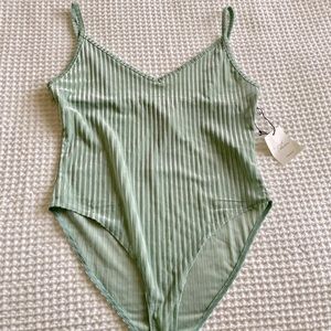 NWT Turquoise Velvet Ribbed Bodysuit